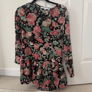 Lovers + Friends Black Floral Blouse